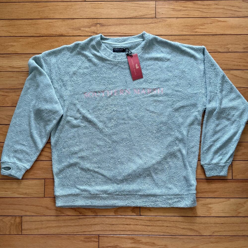 NWT Southern Marsh Sunday Morning Sweater Oversize French Terry Pullover Mint